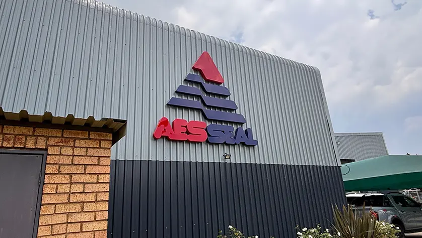 AESSEAL logo on the outside of the Johanessburg premises.